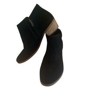 Denver Hayes Suede Ankle Boots Leather Booties Zips Black Stacked Western H2” 9